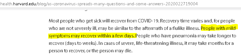 Harvard commentary on COVID-19 recovery times